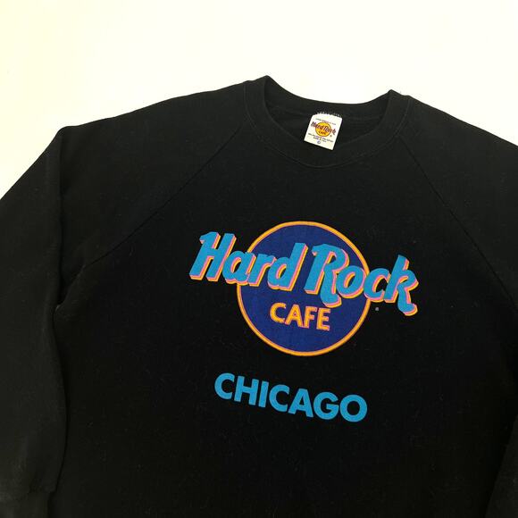 Vintage Hard Rock Cafe Pullover Sweatshirt Chicago Black Size Large - Picture 7 of 7